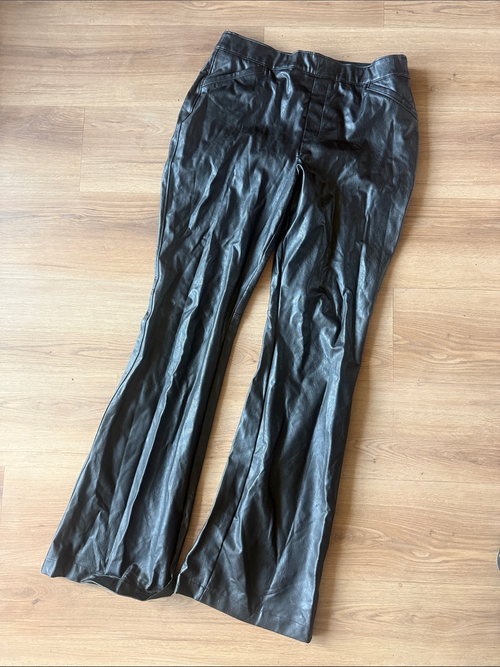 SPANX Black Faux Leather Flare Pants